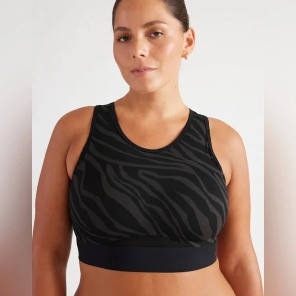 Knix Momenta Racerback Sports Bra Zebra Medium Impact | Size M+